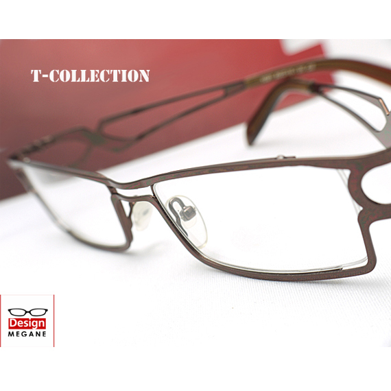 メガネ 度付 T-collection Eyewear Brown メタルフレーム ナイロール