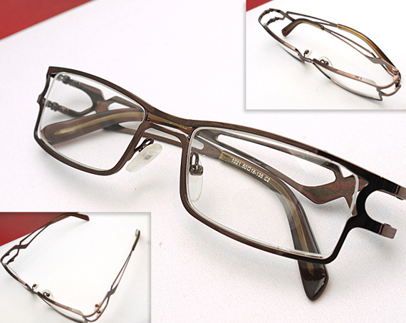 メガネ 度付 T-collection Eyewear Brown メタルフレーム ナイロール