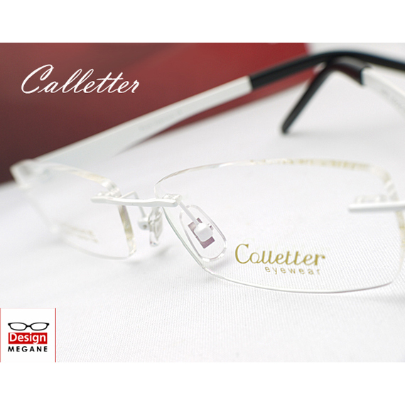 メガネ 度付 Calletter Eyewear 白 ふちなし ツーポイント チタン素材