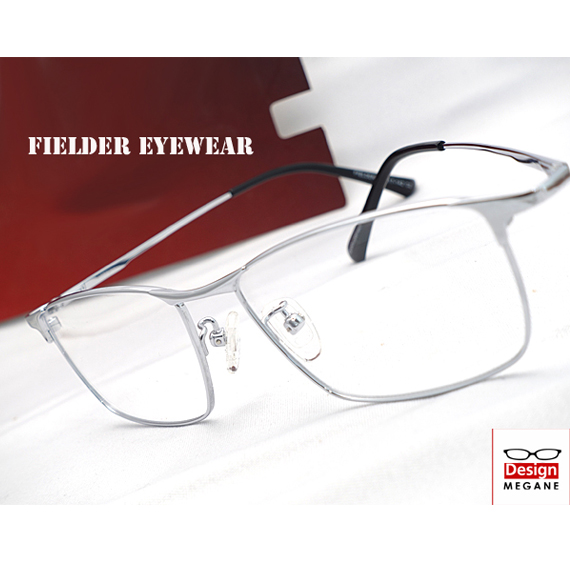 メガネ 度付 FIELDER EYEWEAR Silver フルリム スクエア チタン素材 眼鏡一式  送料無料 ＋ カラーレンズ 無料キャンペーン中 伊達メガネ 対応