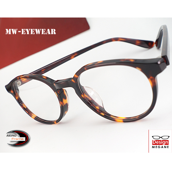 メガネ 度付 MW-EyeWear エアロフレーム 茶デミ ボストン型  超弾力性新素材 フルリム眼鏡 ＋ カラーレンズ 無料キャンペーン中 伊達メガネ 対応
