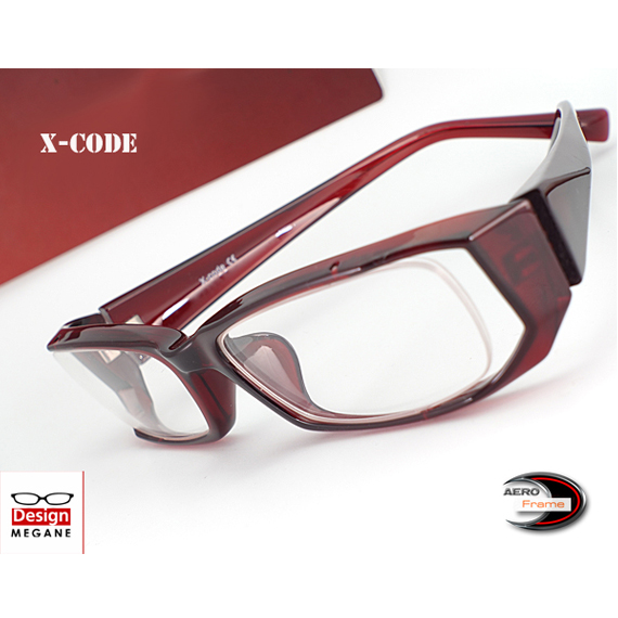 メガネ 度付 X-Code Eyewear エアロフレーム WineRed 超弾力性新素材 眼鏡＋ カラーレンズ 無料キャンペーン中 伊達メガネ 対応