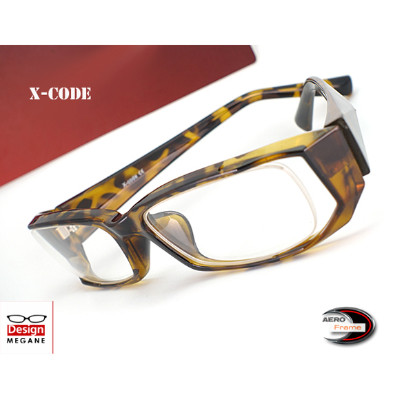 メガネ 度付 X-Code Eyewear エアロフレーム 虎柄色 超弾力性新素材 眼鏡＋ カラーレンズ 無料キャンペーン中 伊達メガネ 対応