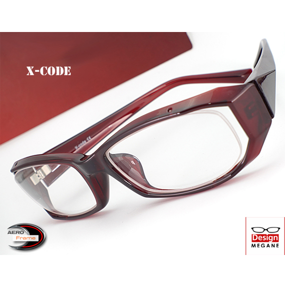 メガネ 度付 X-Code Eyewear エアロフレーム Wine Red 超弾力性新素材 眼鏡＋ カラーレンズ 無料キャンペーン中 伊達メガネ 対応
