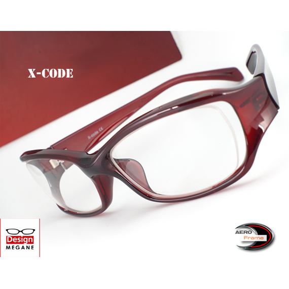 メガネ 度付 X-Code Eyewear エアロフレーム WineRed 超弾力性新素材 眼鏡＋ カラーレンズ 無料キャンペーン中 伊達メガネ 対応