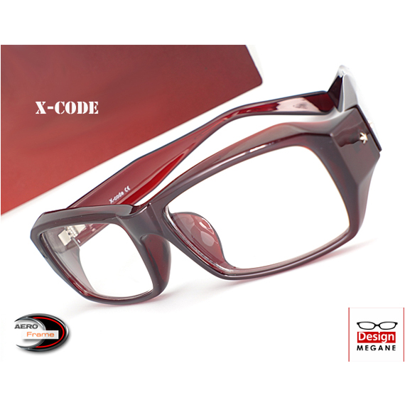 メガネ 度付 X-Code Eyewear エアロフレーム Wine Red 超弾力性新素材 スクエアウェリントン 眼鏡＋ カラーレンズ 無料キャンペーン中 伊達メガネ 対応