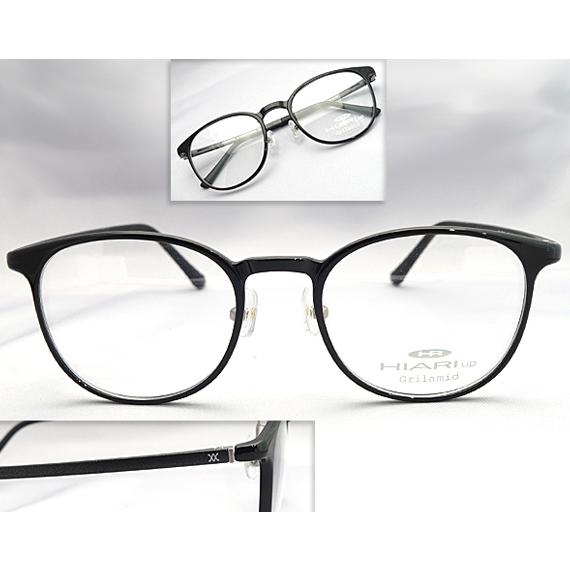 メガネ 度付 HIARI (ひおり) Eyewear 超弾力性新素材 (グリルアミドTR-90素材) Black 軽量 眼鏡 送料無料 ＋カラーレンズ 無料キャンペーン中 伊達メガネ 対応