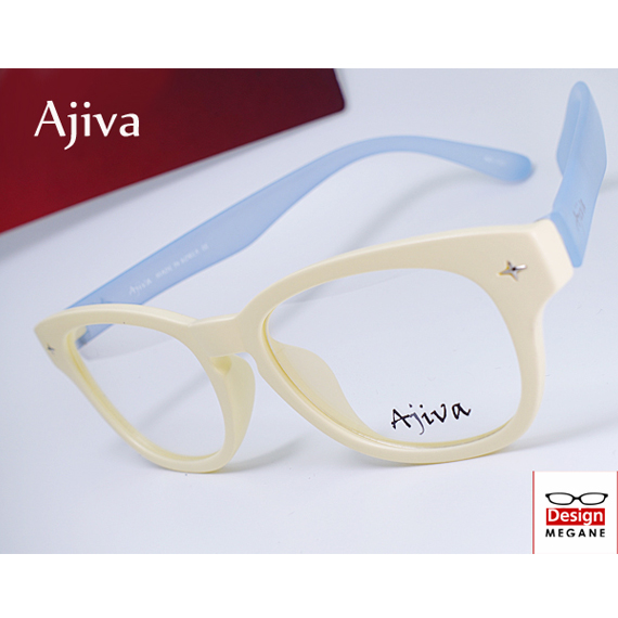 メガネ 度付 Ajiva Eyewear 超弾力性新素材 (グリルアミドTR-90素材) クリーム色 軽量 ボストン型 眼鏡一式 送料無料 ＋ カラーレンズ 無料キャンペーン中