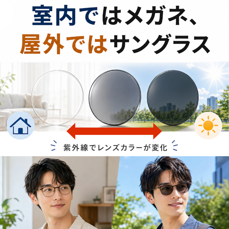 調光レンズ メガネセット ボストン型 V-4441 度付き 度なし対応 HOYA