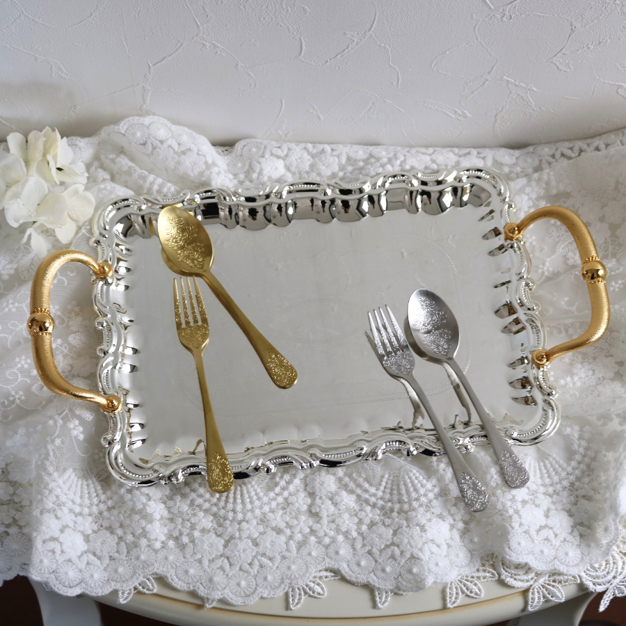 HARMONIER（ハルモニア） シルバートレイ ゴールドハンドル トレー