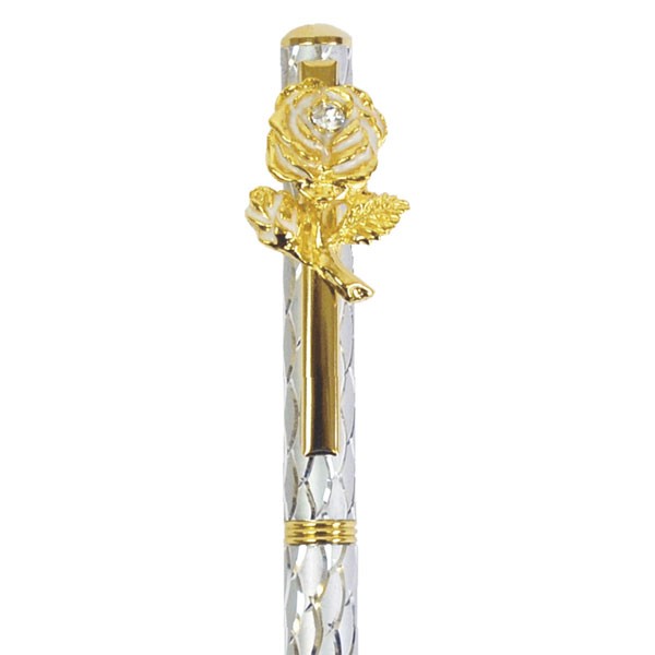 薔薇 ボールペン プレゼント 女性 スワロフスキー 黒インク クリップ