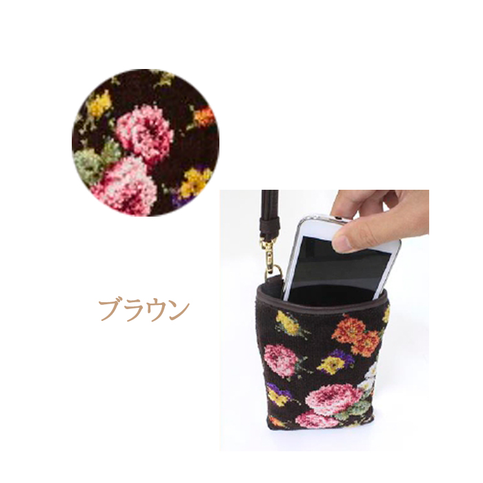 トートバック　スマホポシェット　薔薇　手描き　トールペイント meggie_c-f101