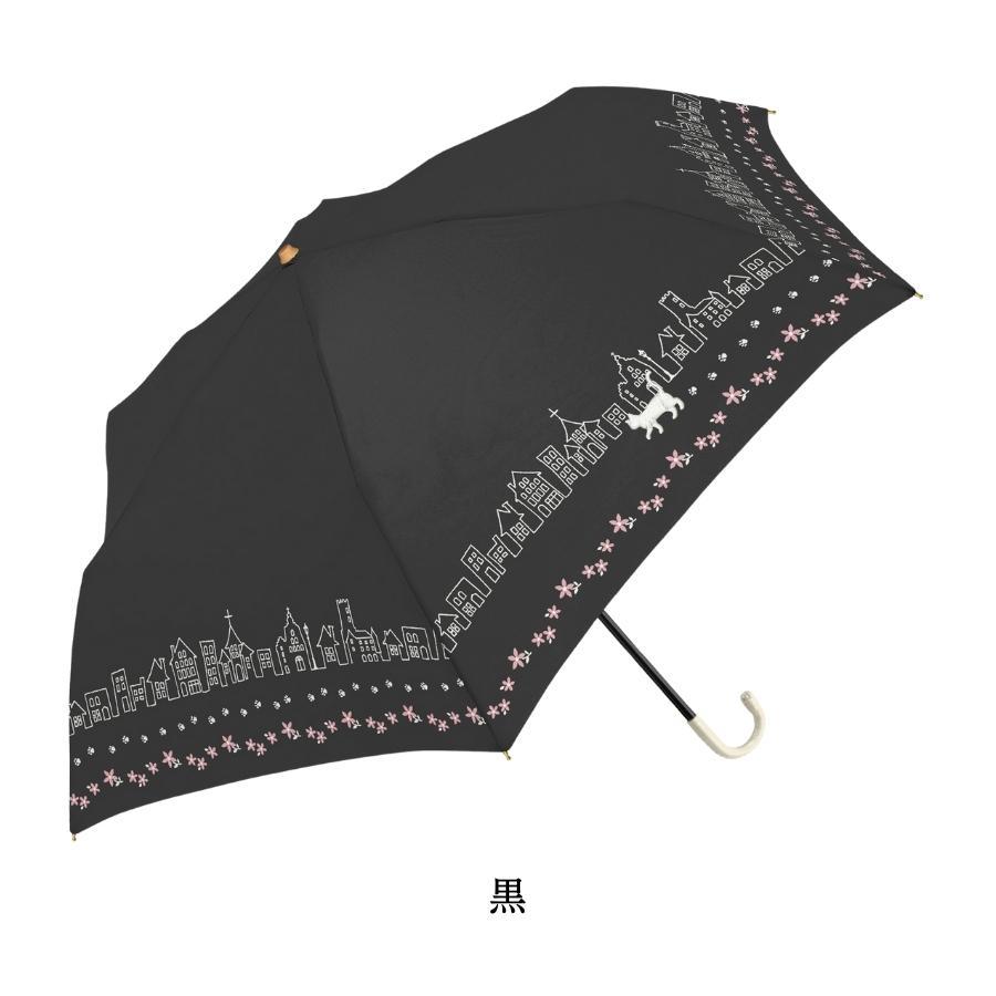 傘 折りたたみ傘 日傘 レディース かわいい おしゃれ 猫 ねこ ネコ 折り畳み傘 ブラックコーティング 紫外線対策 ピンク 白 ブラック 黒｜meggie｜02