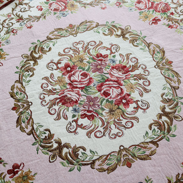 メーカー直送 代引不可 エレガント 上品 ラウンドマット 薔薇柄