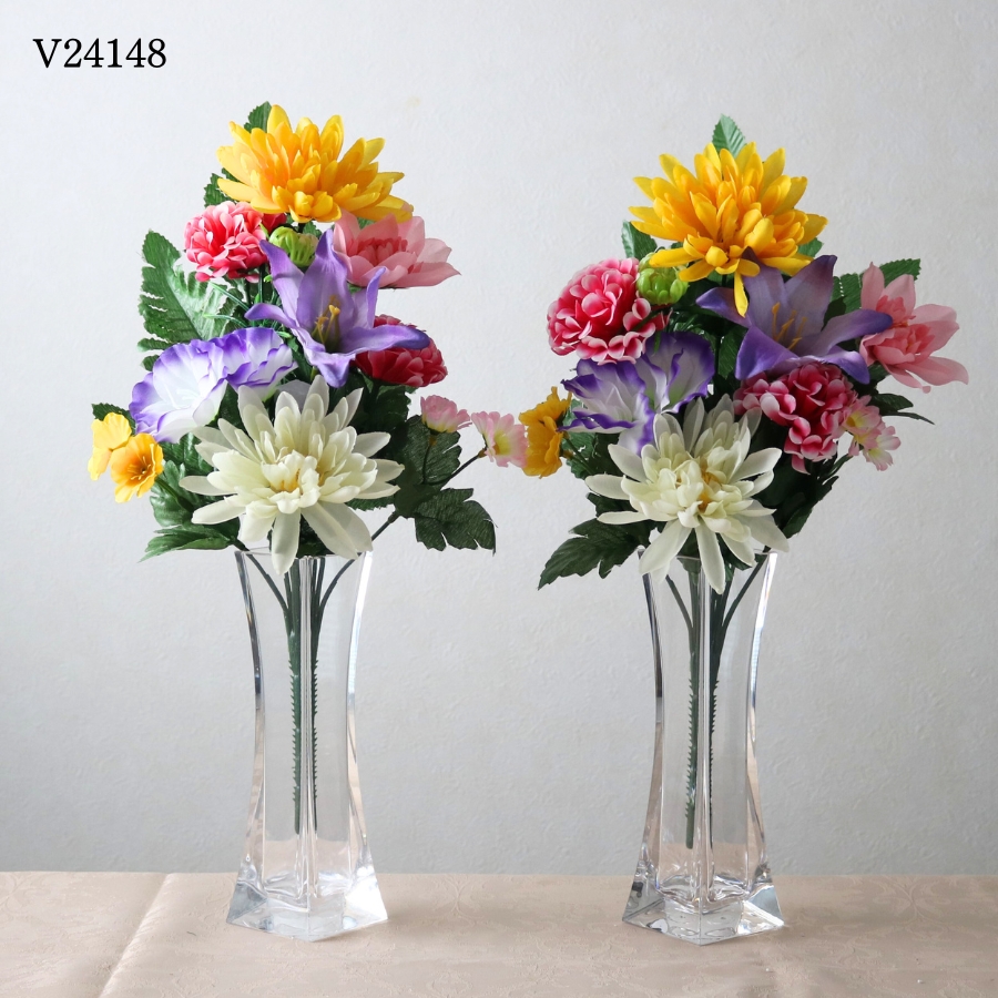 仏花 造花 お墓用 仏壇用 アレンジ 洋風 2本 1対 セット 一対 屋外