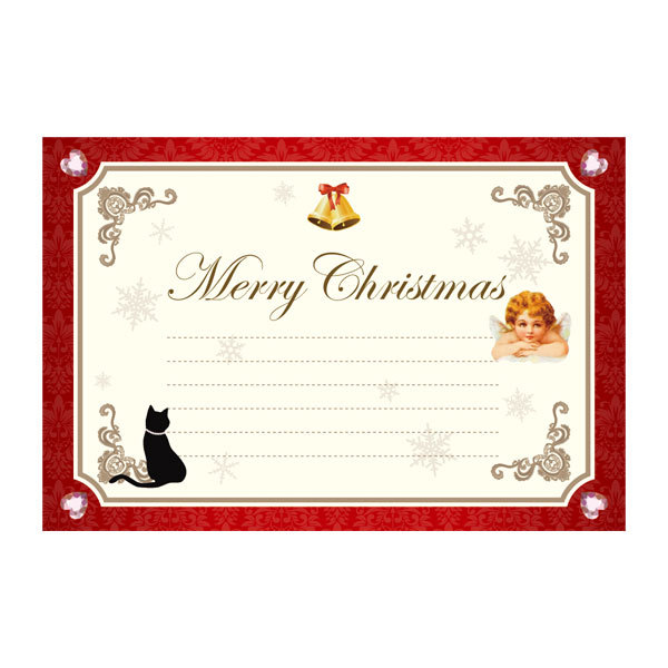 クリスマス ポストカード おしゃれ 猫柄 ハガキ ギフトカード メッセージカード グリーティングカード 絵葉書 猫 ネコ かわいい｜meggie｜02