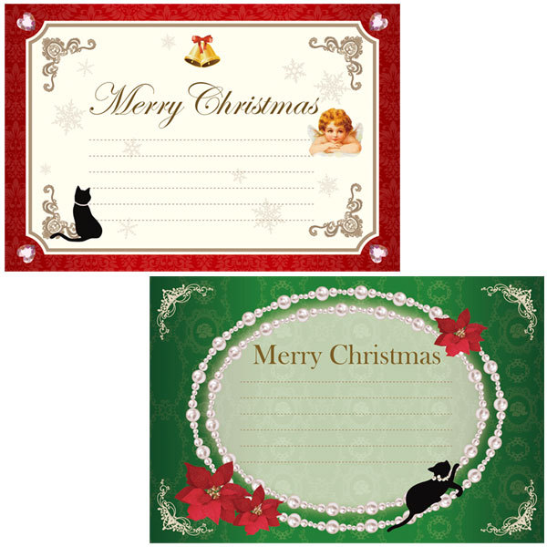クリスマス ポストカード おしゃれ 猫柄 ハガキ ギフトカード メッセージカード グリーティングカード 絵葉書 猫 ネコ かわいい｜meggie｜04
