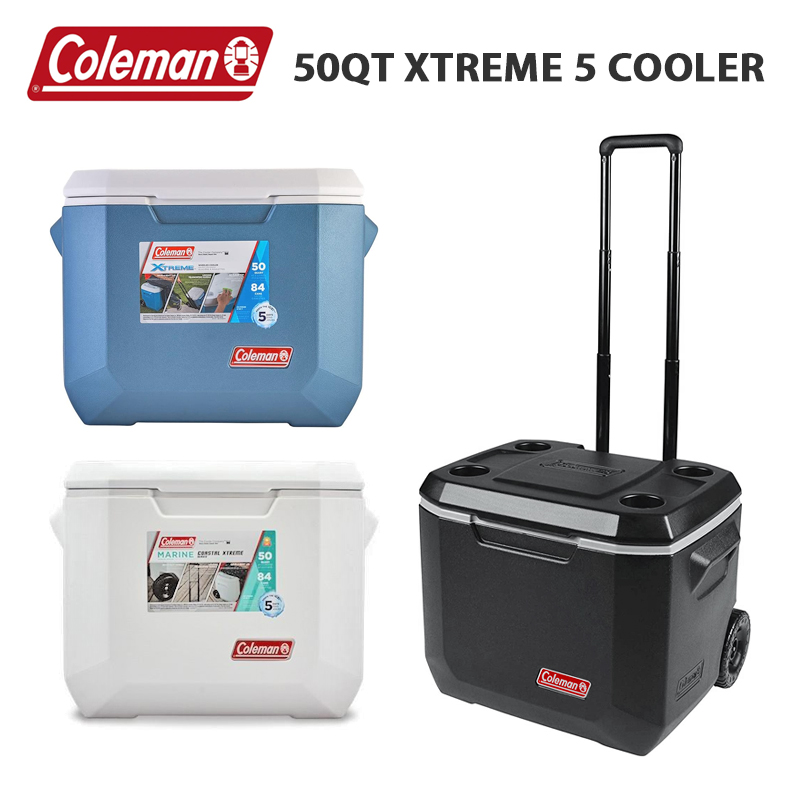 在庫あり・即納！ コールマン クーラーボックスCOLEMAN 50QT XTREME 5 WHEELED COOLER50QT エクストリーム 5  ホイールクーラー ブラック日本未発売モデル