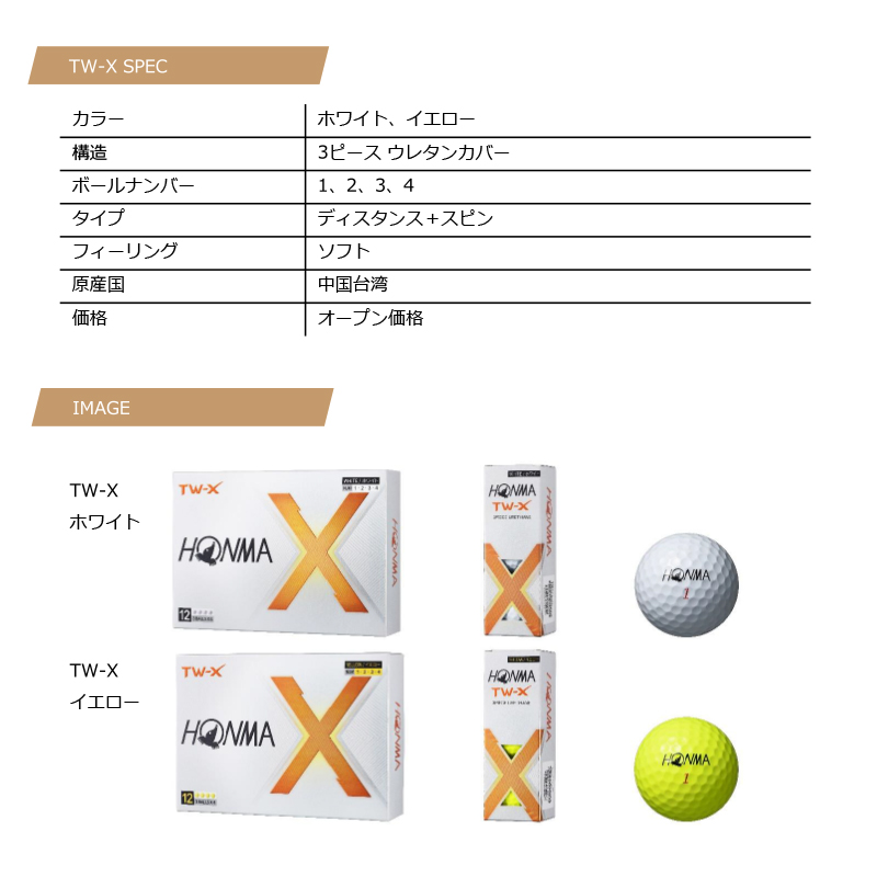 HONMA D1 【在庫あり・即納】HONMA ホンマ 2024 TW-X Ball 1ダース（12