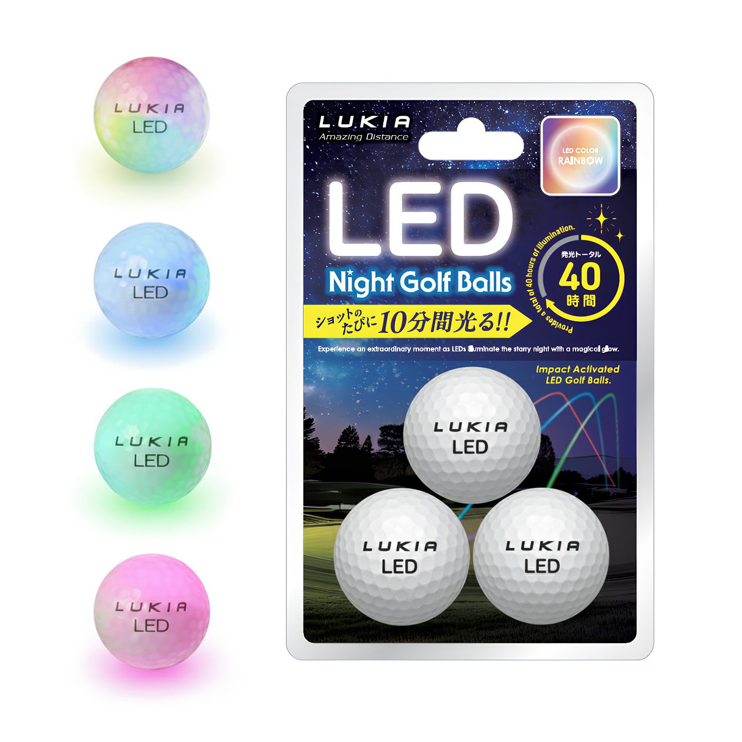 ルル　ナイトアイボーテ5箱 HONMA D1 夜間でも見える！LUKIA LED Night Golf Balls ルキア ナイト