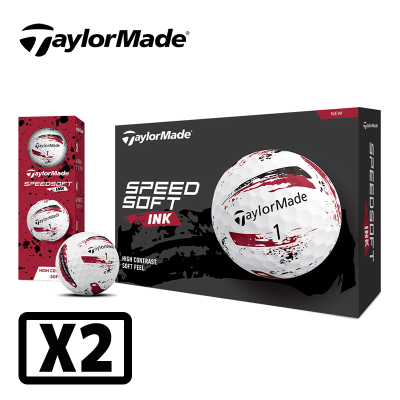 TaylorMade SpeedSoft Ink ゴルフボール新品 赤 ２ダース テーラーメイド スピードソフト インク ゴルフボール レッド 2