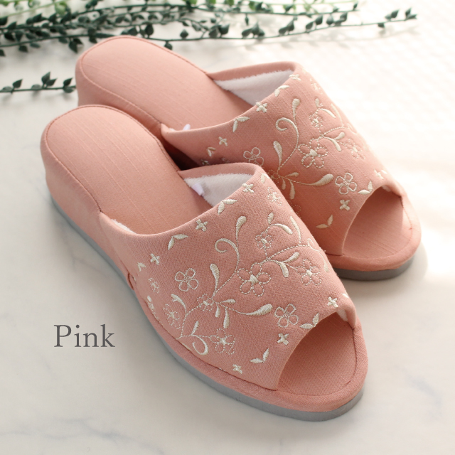 ストロング（STRONG） ヒールスリッパ 洗える 2足セット フラワー刺繍