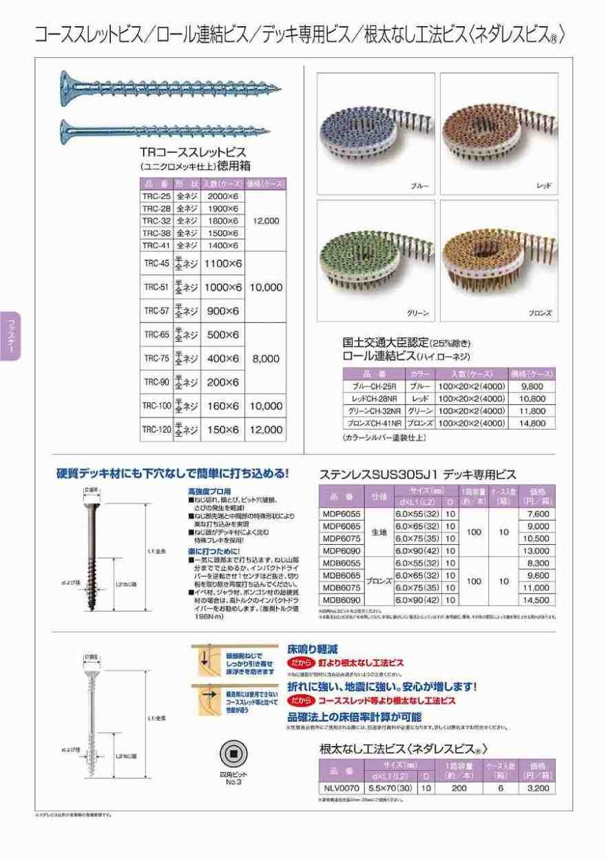ビス 断熱パネル/パネル工法/垂木止め サイズ 120x6φ 入数500本 ビス 断熱パネル/パネル工法/垂木止め サイズ 120x6φ 入数500本