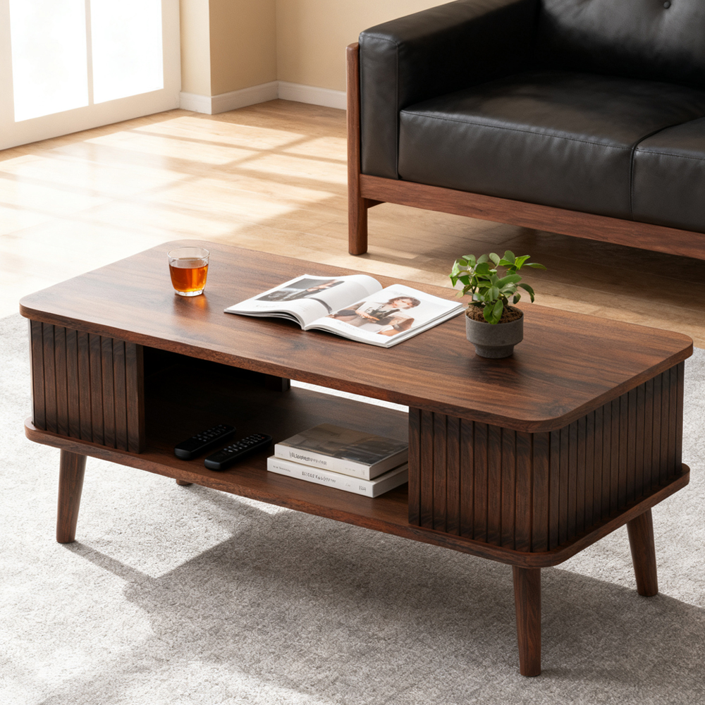 北欧レトロ 木製 センターテーブル コーヒーテーブル サイドテーブル 古民家 ローテーブル テーブル センターテーブル 幅77cm 棚付き おしゃれ 北欧