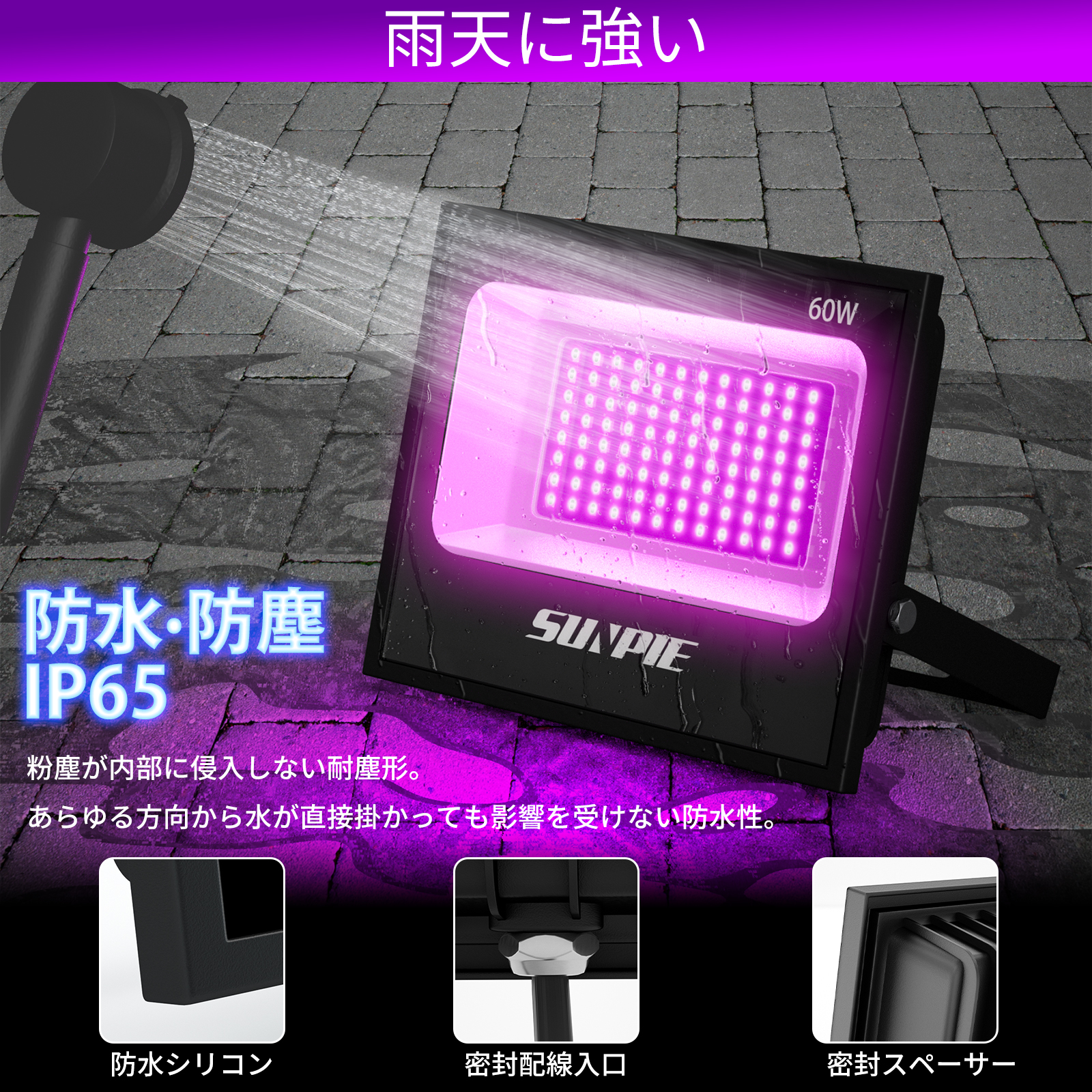 Amazon.co.jp: T､T−SUN ブラックライト 投光器 紫外線ブラック