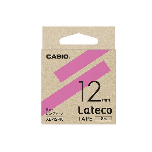 【まとめ買い10個セット品】カシオ ラベルライター　Ｌａｔｅｃｏ XB-12PK ピンク　黒文字 1巻8m