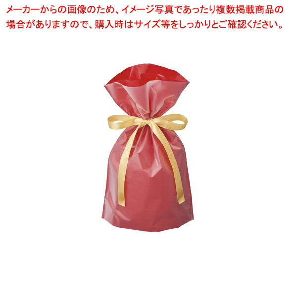 【まとめ買い10個セット品】フロストリボン付きギフトバッグ レッド 55×65(50)×底マチ12 20枚【簡単ラッピング/時短ラッピング/2層構造】 :216 0421919 101:厨房卸問屋名調