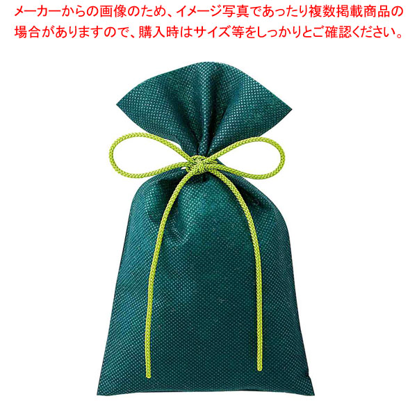 【まとめ買い10個セット品】【50枚】不織布ひも付きギフトバッグ 江戸打ひも グリーン 幅12×高さ20[14]cm :216 0442049 101:厨房卸問屋名調