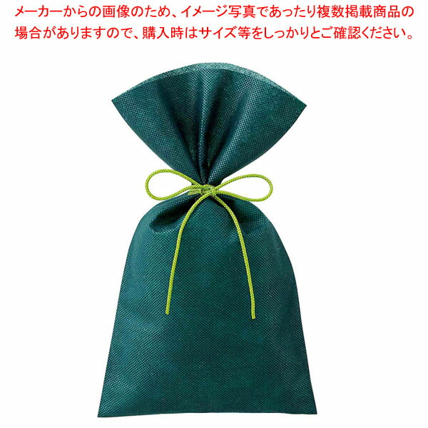 【まとめ買い10個セット品】【50枚】不織布ひも付きギフトバッグ 江戸打ひも グリーン 幅17×高さ30[19.5]cm :216 0442051 101:厨房卸問屋名調