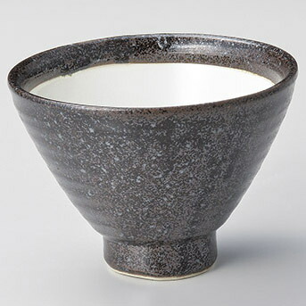和食器 ユ343-168 白釉黒結晶 笠型丼(大)