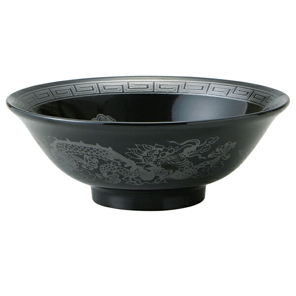 【まとめ買い10個セット品】053 0075 黒釉銀竜紋 6.5浅高台丼 :set kisi 12 0912 3601:厨房卸問屋名調