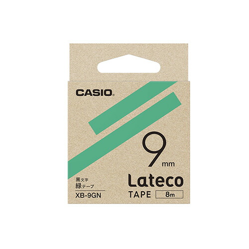 【まとめ買い10個セット品】カシオ ラベルライター　Ｌａｔｅｃｏ XB-9GN 緑　黒文字 1巻8m｜meicho2