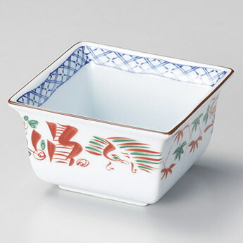 【まとめ買い10個セット品】和食器 ウ058-038 赤絵花鳥角小鉢