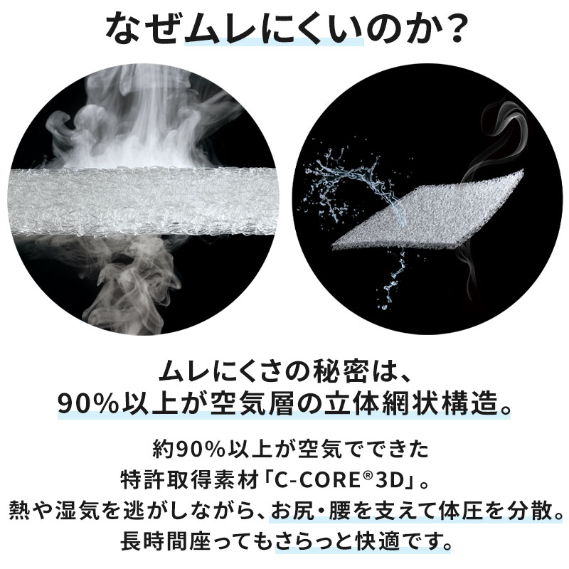 日本製】体圧分散 クッション 座布団 高反発 洗える 医学博士監修 C