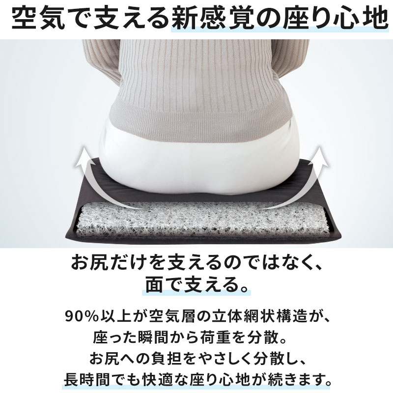 日本製】体圧分散 クッション 座布団 高反発 洗える 医学博士監修 C