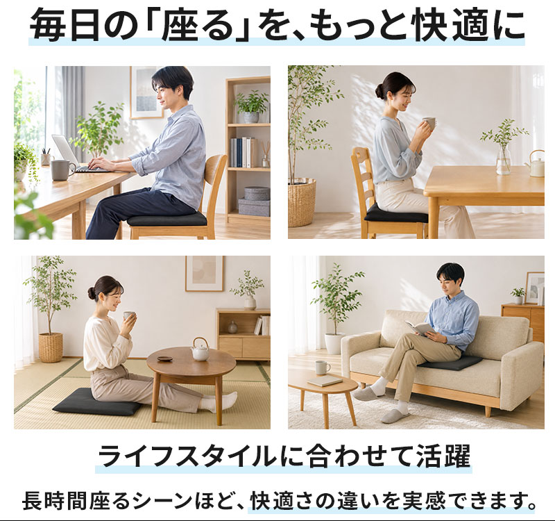 日本製】体圧分散 クッション 座布団 高反発 洗える 医学博士監修 C