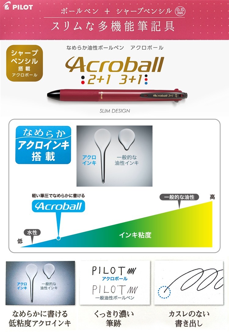 アクロボール2+1 (ツープラスワン) 新色多機能ペン 0.5mm