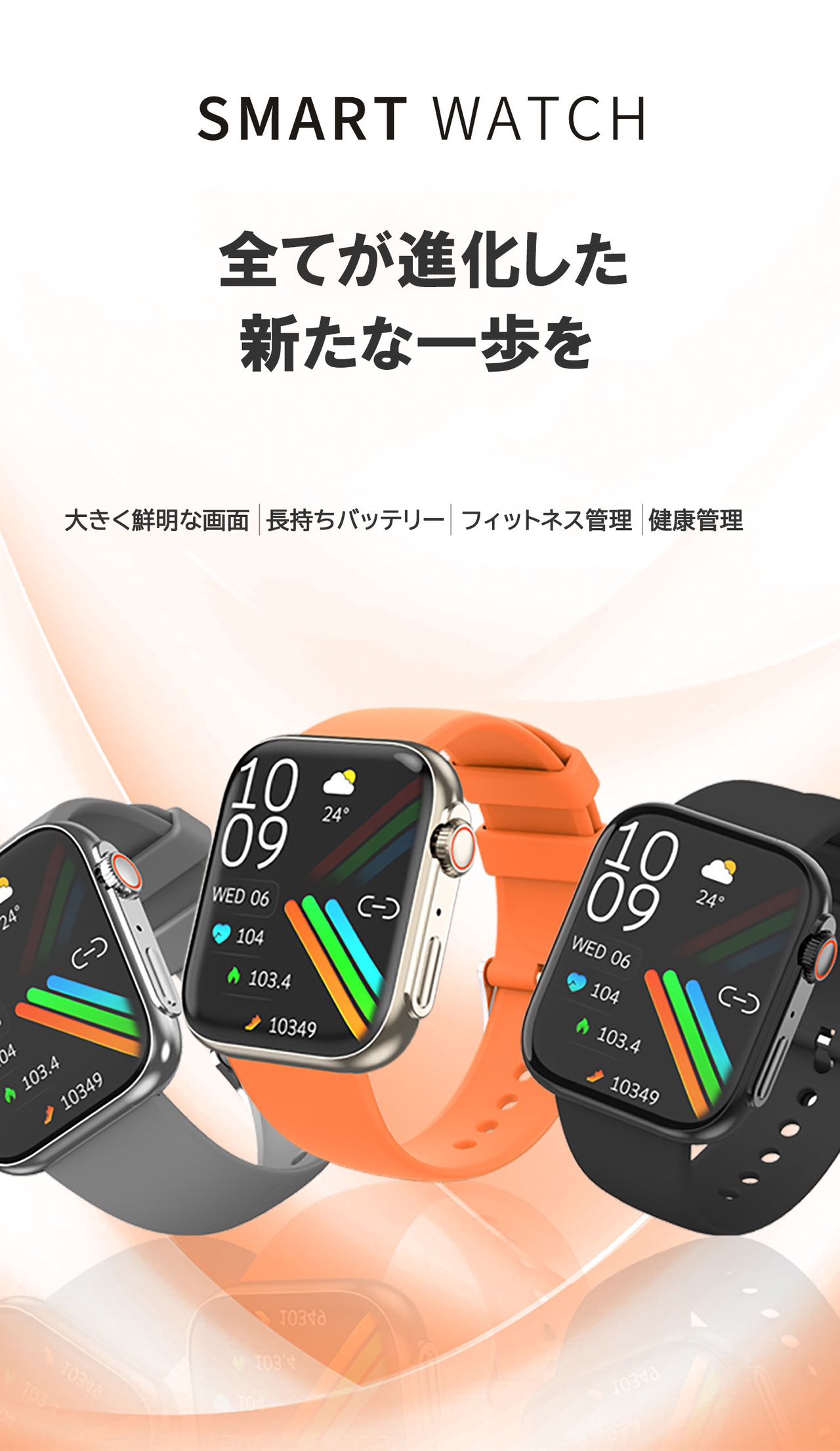 スマートウォッチ 2023年最新モデル Bluetooth通話機能 心拍数 血圧 血 