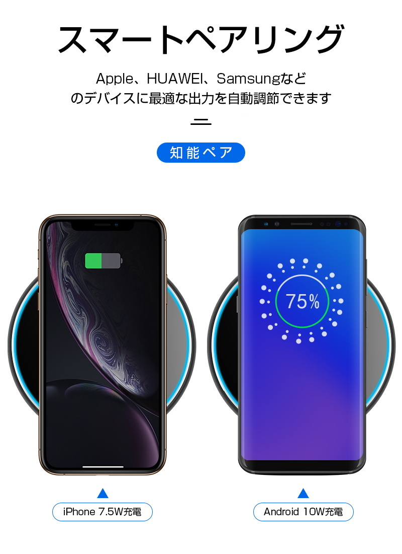 ワイヤレス充電器 知能マッチング 互換性抜群 iPhone13 Android 最大 ...