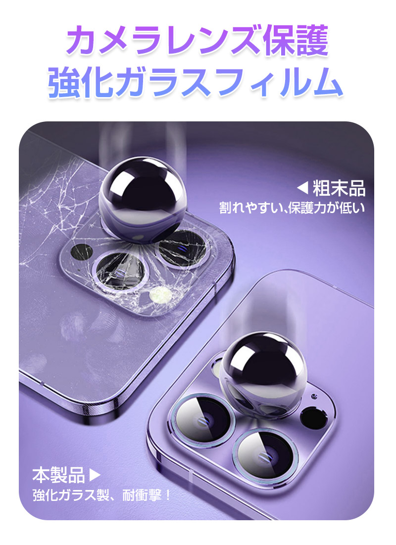 iPhone14/14Plus/14Pro/14ProMax カメラ保護フィルム レンズカバー レンズ保護フィルム 9H硬度 3Dフルカバー スクラッチ防止 摩擦防止 高透過率｜meiseishop｜14