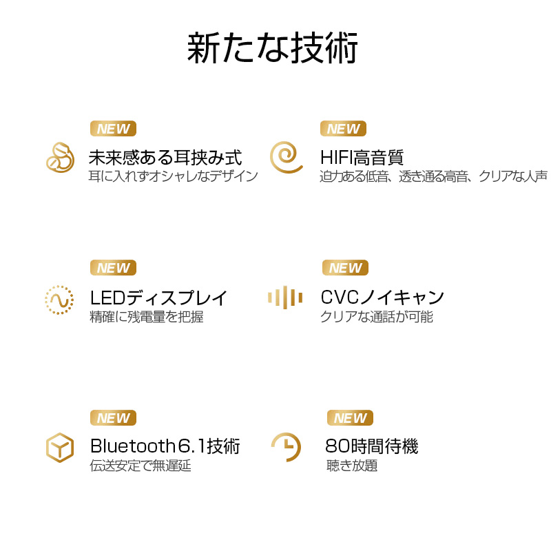 骨伝導イヤホン ワイヤレスイヤホン Bluetooth 6.1 タッチ制御 左右分離型 大容量充電ケース付き 長時間再生 低遅延率 マイク内蔵【PL保険加入済み製品・安心】 関連画像3