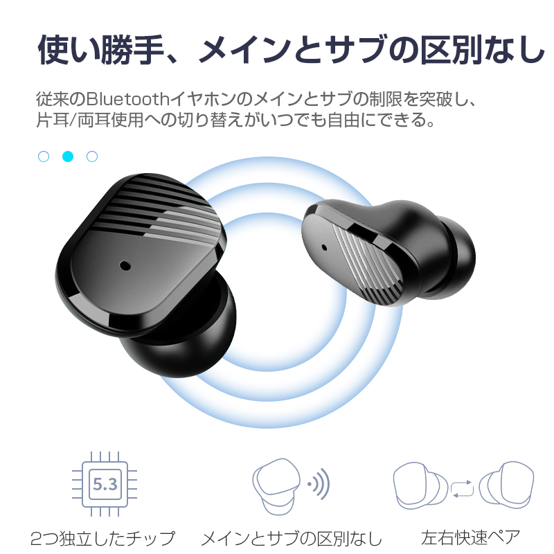 ワイヤレスイヤホン　Bluetooth5.3 通話可能　防水　高音質　タイプC