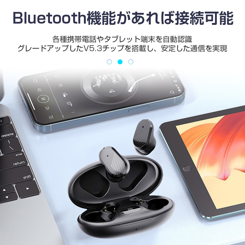 ワイヤレスイヤホン Bluetooth5.3 HiFi 高音質 ハイレゾ 防水 両耳 片耳兼用 小型 軽量 HD通話 充電ケース付き Type-C充電  iPhone14対応 iOS Android