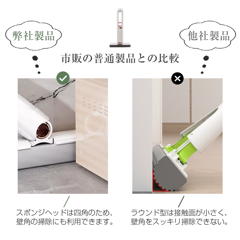 ミニモップ 手洗い不要 水拭き スポンジ モップ 小型 フロア