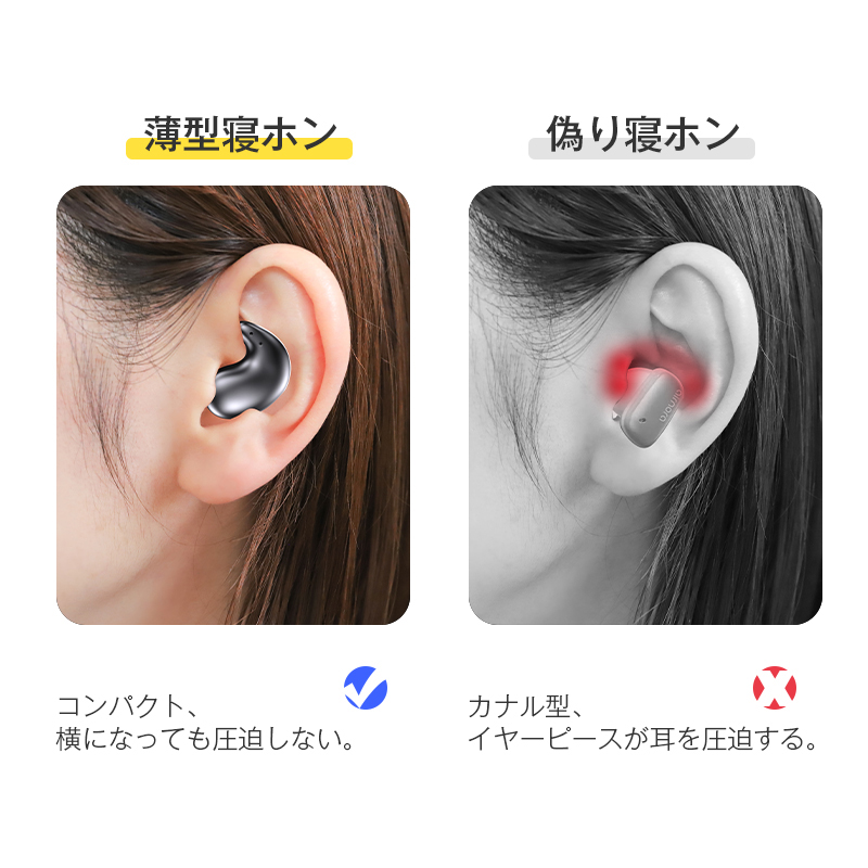 【昼夜兼用イヤホン】 寝ホン 睡眠用 イヤホン 寝返り痛くない ワイヤレス Bluetooth6.1 睡眠遮音 寝ながらイヤホン 軽量 超小型 【PL保険加入済み製品・安心】 関連画像5