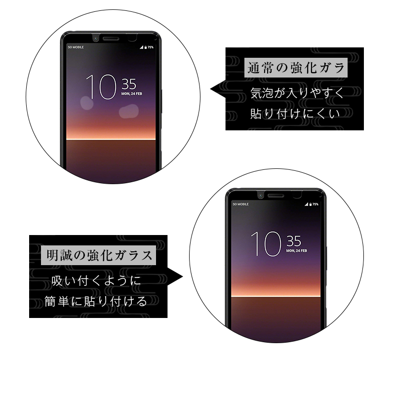 【2枚セット】Xperia 10 II SO-41A SOV43 A001SO XQ-AU42 強化ガラスフィルム 液晶画面保護 ガラスシート スマホフィルム 全面保護シール スクリーンフィルム | 明誠 | 18